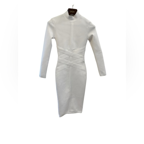 AP DESIGN White Long Sleeve Bodycon Bandage Dress Size Extra Small NWOT - Picture 1 of 11
